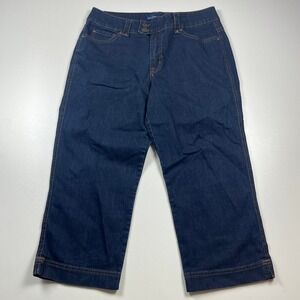Bandolino Blu Dark Wash Denim Capri Size 14 Cropped Jeans Stretch Indigo y2k